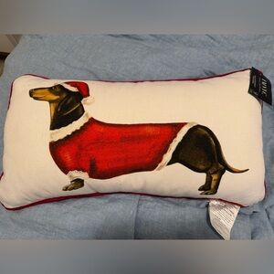 Festive Dachshund Pillow- Isaac Mizrahi Holiday